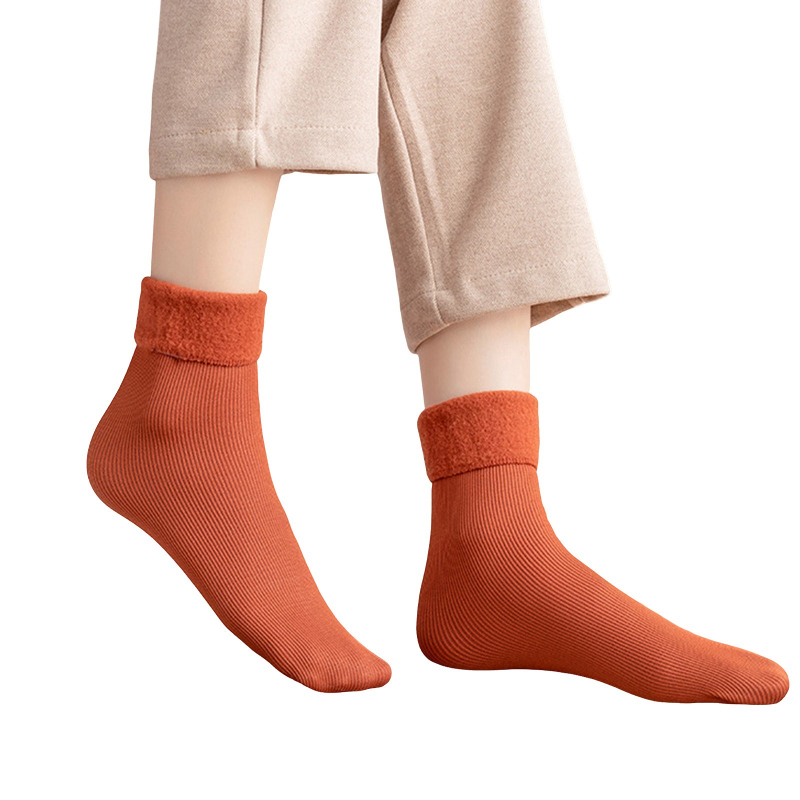 Fauean Women Socks Winter Warm Thermal Insulated Heated Crew Boot Socks for Cold Weather Red One Size